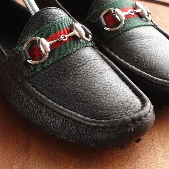 Gucci Loafers Womens SZ EU 34.5 US 4.5 BLK Leather Driving Slip On Horsebit Flat - Picture 4 of 16
